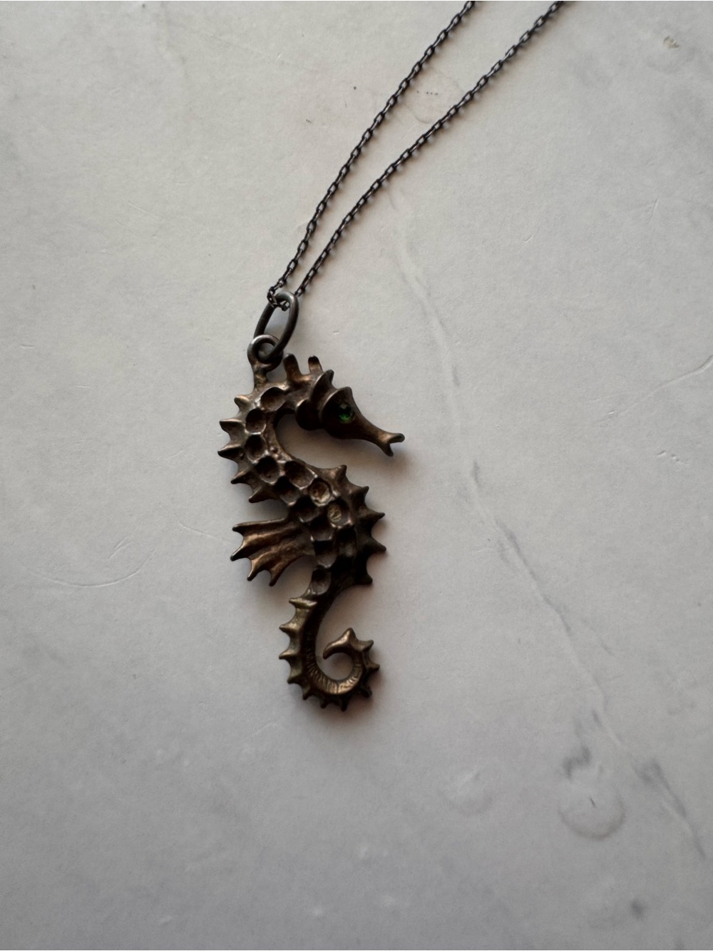 Silver Tone Seahorse Charm Pendant Metal Cable Chain Necklace, Lobster Clasp - Picture 2 of 4